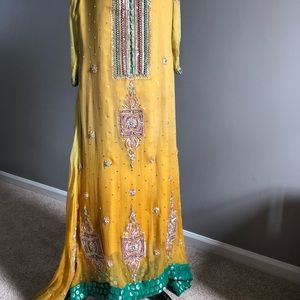 Yellow ombré Pakistani maxi dress